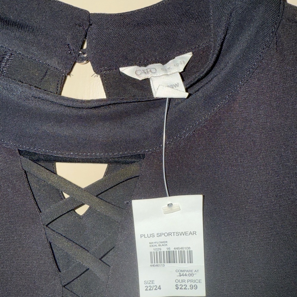 Cato Black Crisscross Neckline Top NWT SIZE 22/24